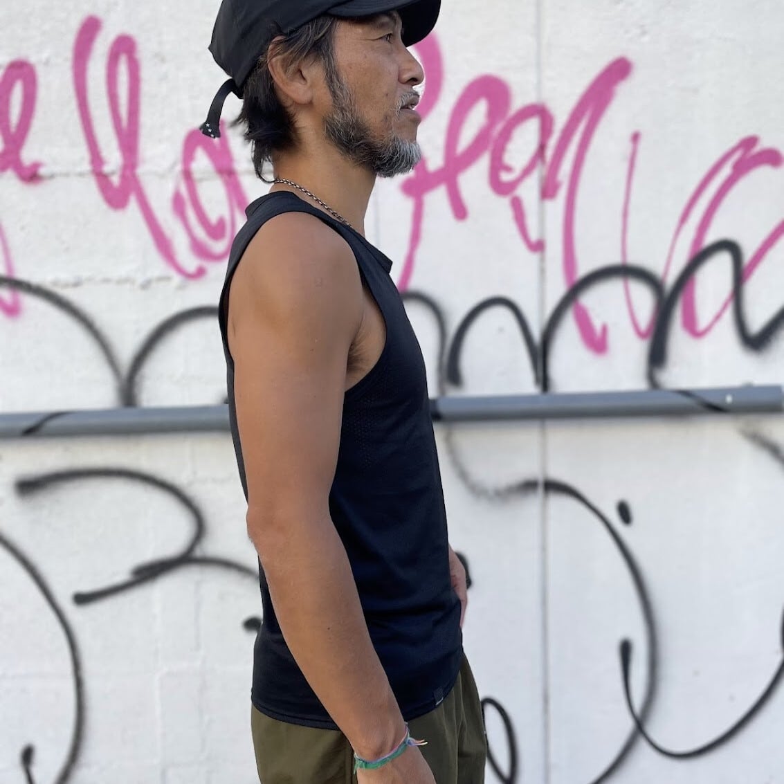 Answer4 / Dry Sleeveless Tshirt (Black) | 道がまっすぐ