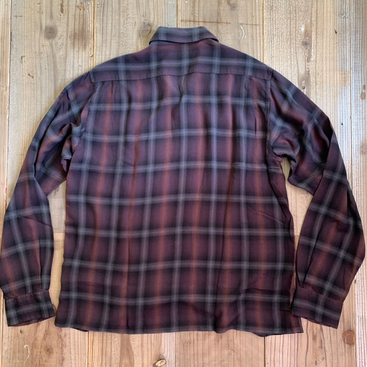 SUGAR CANE RAYON OMBRE CHECK OPEN SHIRT | Jeans Shop 3rd Down
