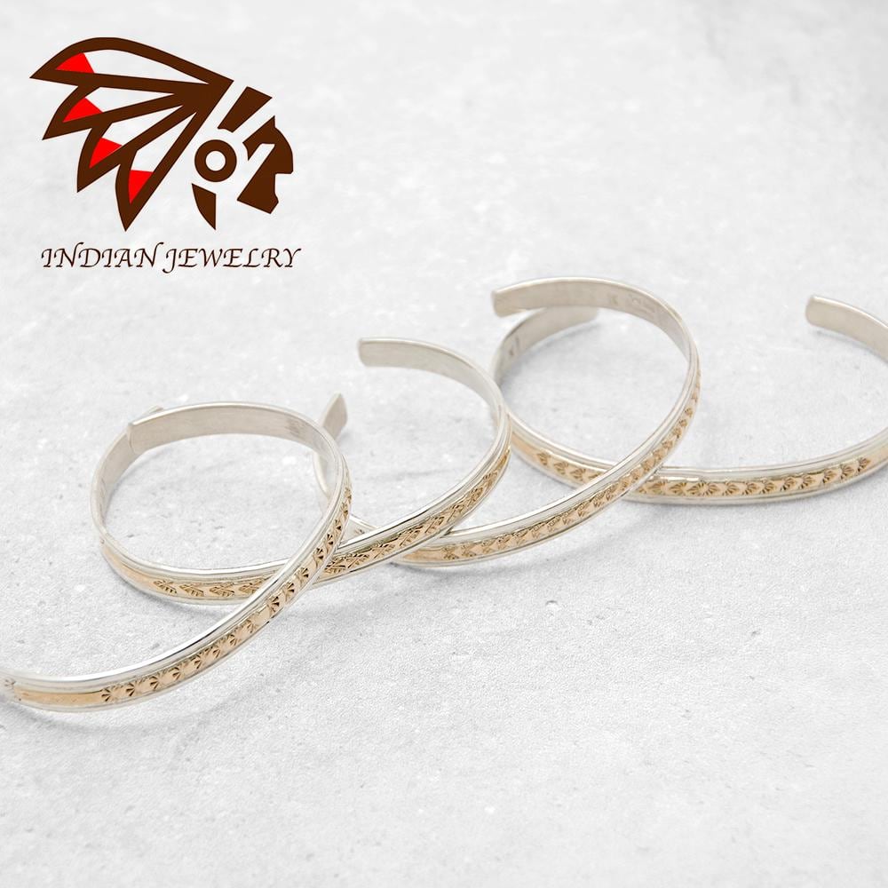 INDIAN JEWELRY インディアンジュエリー】Navajo Silver×14KGF Bangle
