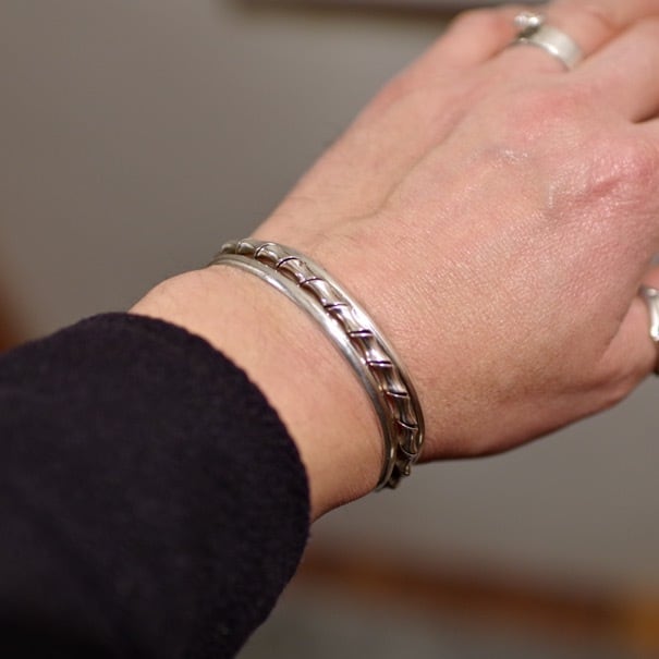 Mexican 925 Sterling Silver Twisted Bangle / メキシコ シルバー