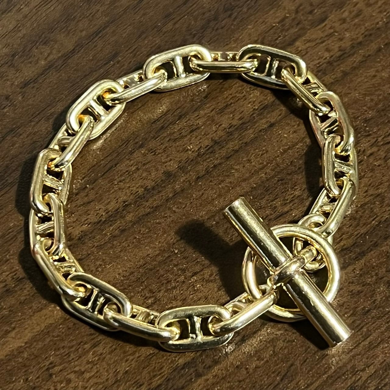 VINTAGE HERMES Chaine d'Ancre Bracelet MM 17 Links 18K Gold