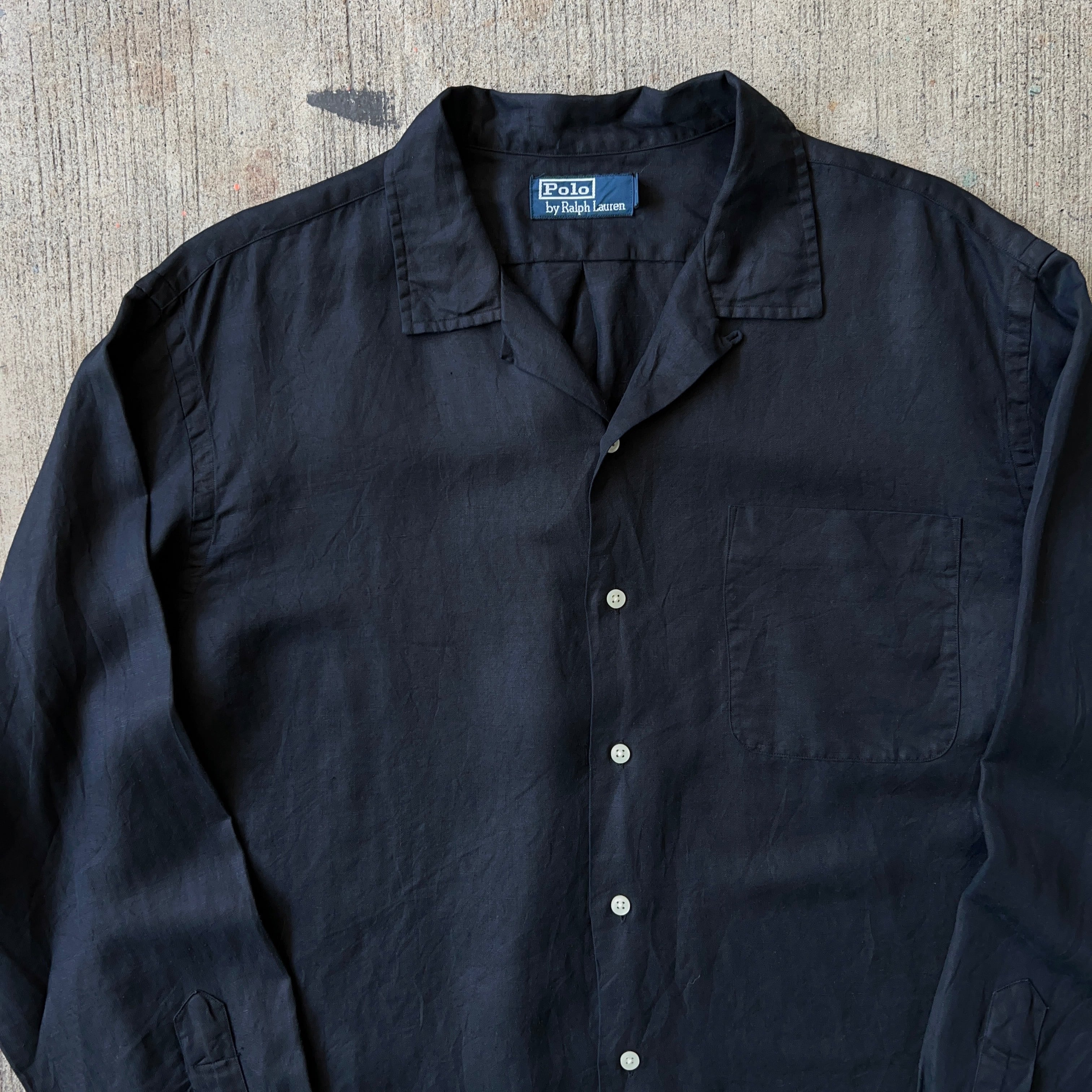 POLO by Ralph Lauren リネンシルク混紡 オープンカラーシャツ SIZE L