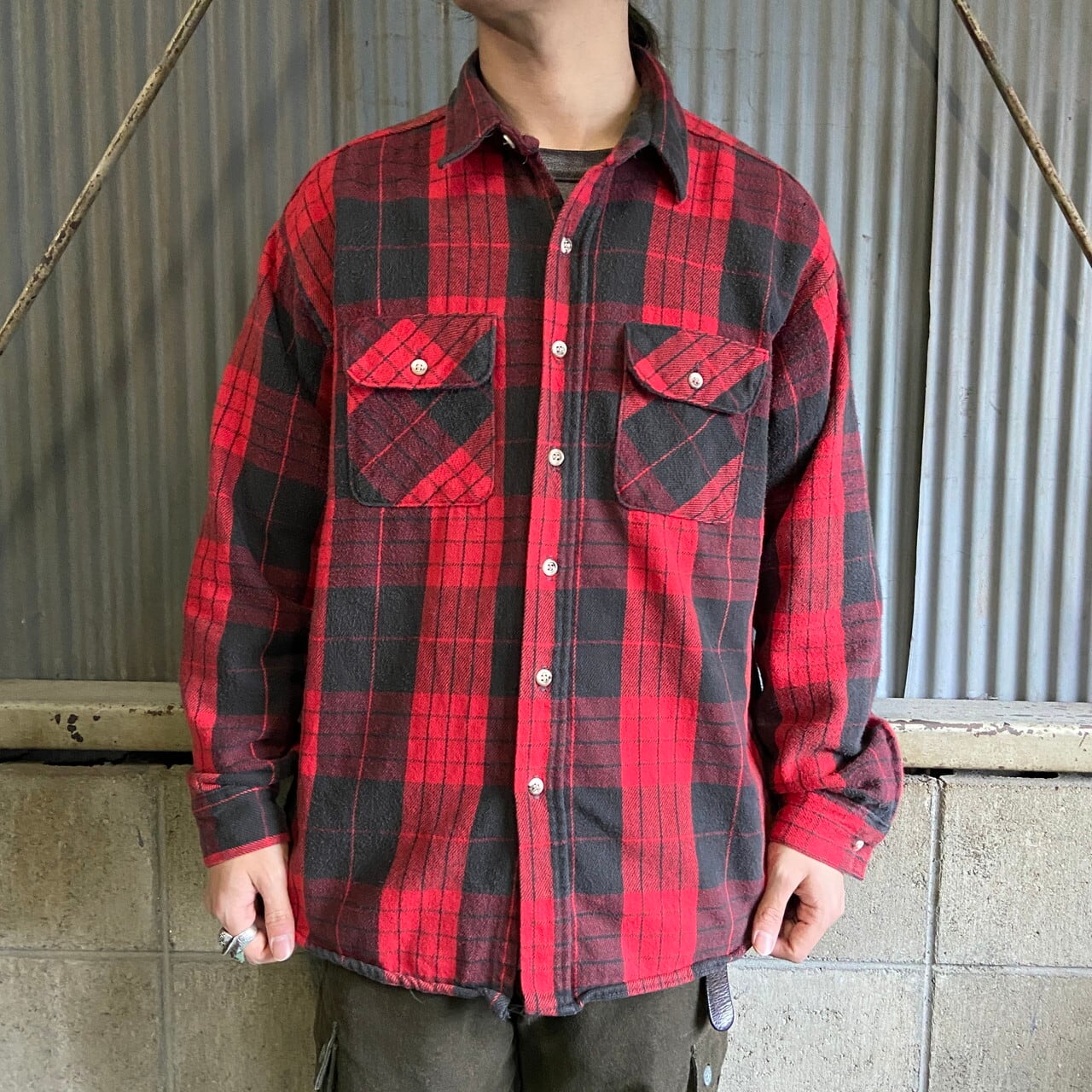 90年代 FIVE BROTHER ファイブブラザー チェック柄 長袖 ヘビー