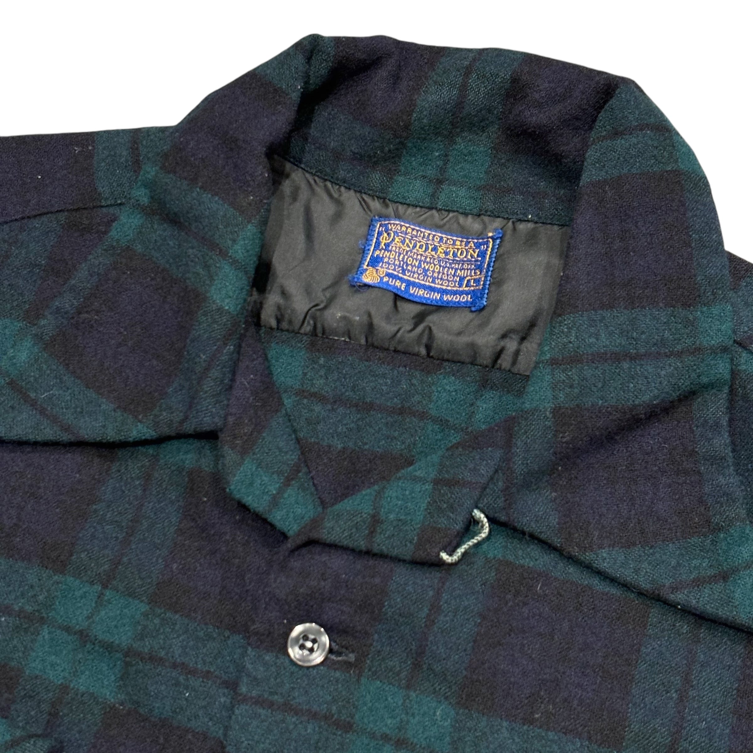 60-70's PENDLETON Wool Board Shirt Blackwatch L / ペンドルトン