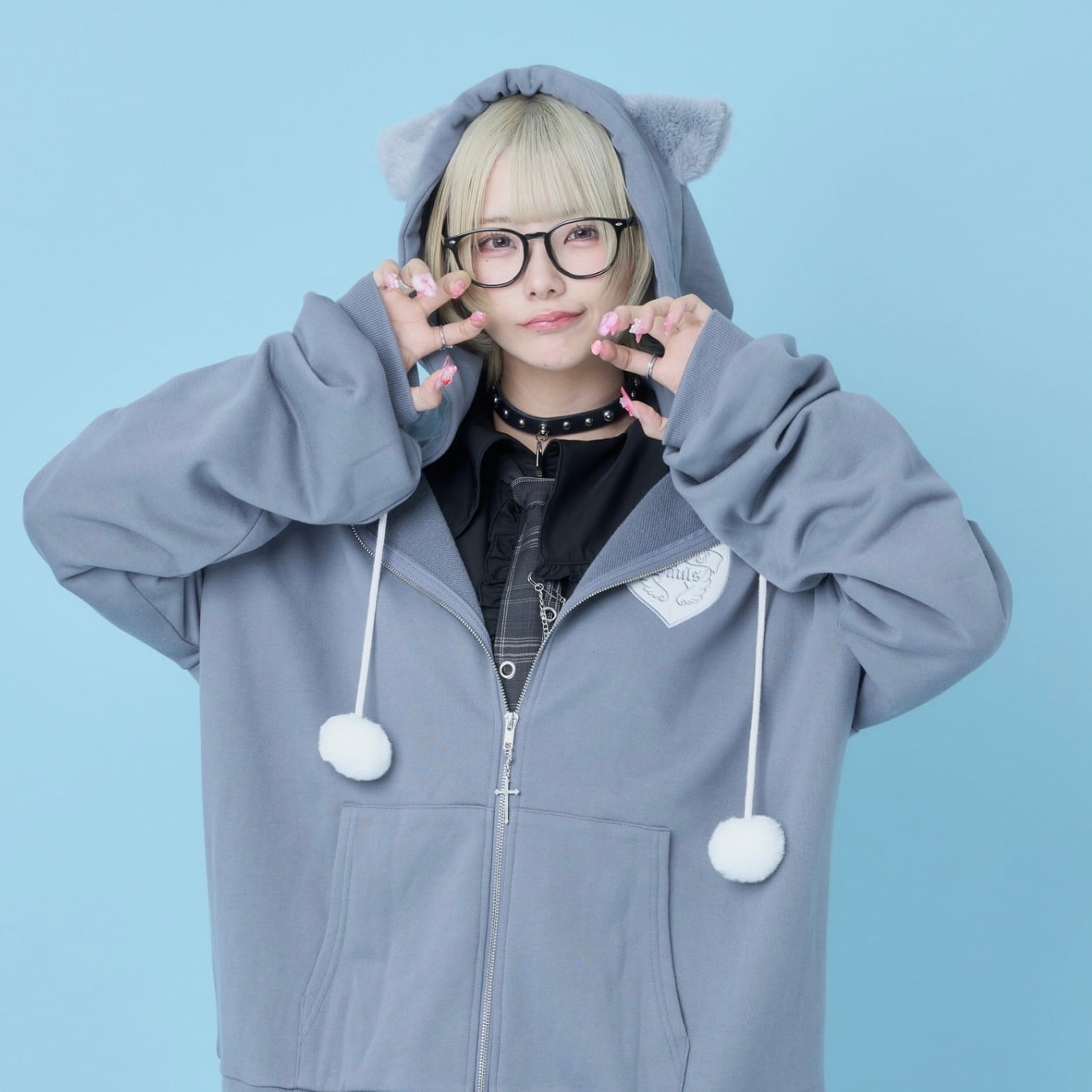 ねこになりたい♡ぽんぽんZIPパーカー(サックス) | Hauls