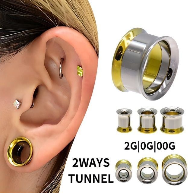 ボディピアス 2WAY リバーシブル ゴールド 2G 0G 00G インターナル