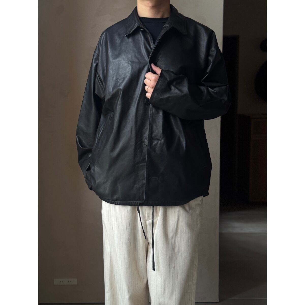 YOKO SAKAMOTO | COACH JACKET FULL GRAIN LEATHER | HJ GALLERY