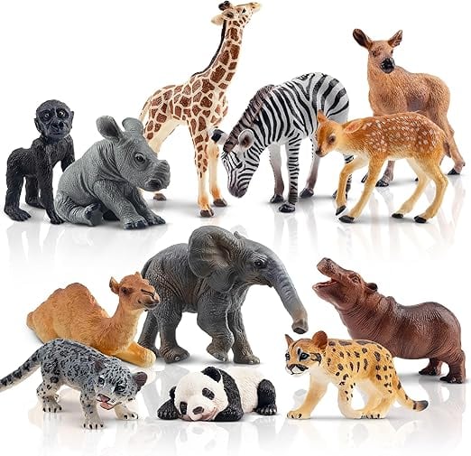 TOYMANY 12PCS森林動物フィギュアセット 野生動物フィギュア リアルな