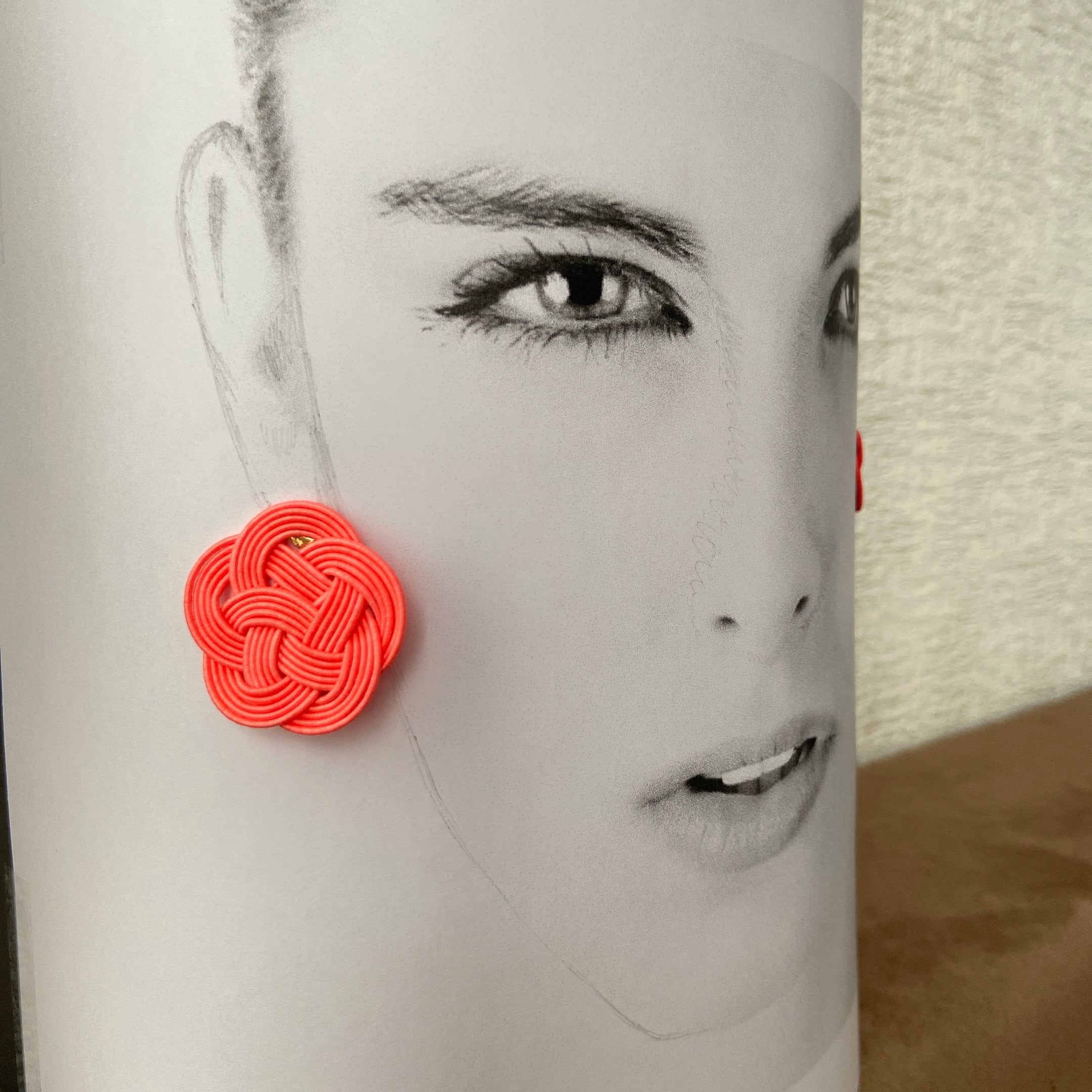 水引ピアス｜アクア◇ブルー◇大きめサイズ◇梅 3.3cm◇Large UME Knot