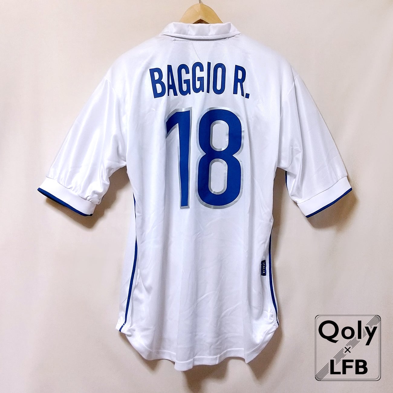 イタリア代表 1998 アウェイ半袖 Old Legend Jersey 復刻版 #18 BAGGIO