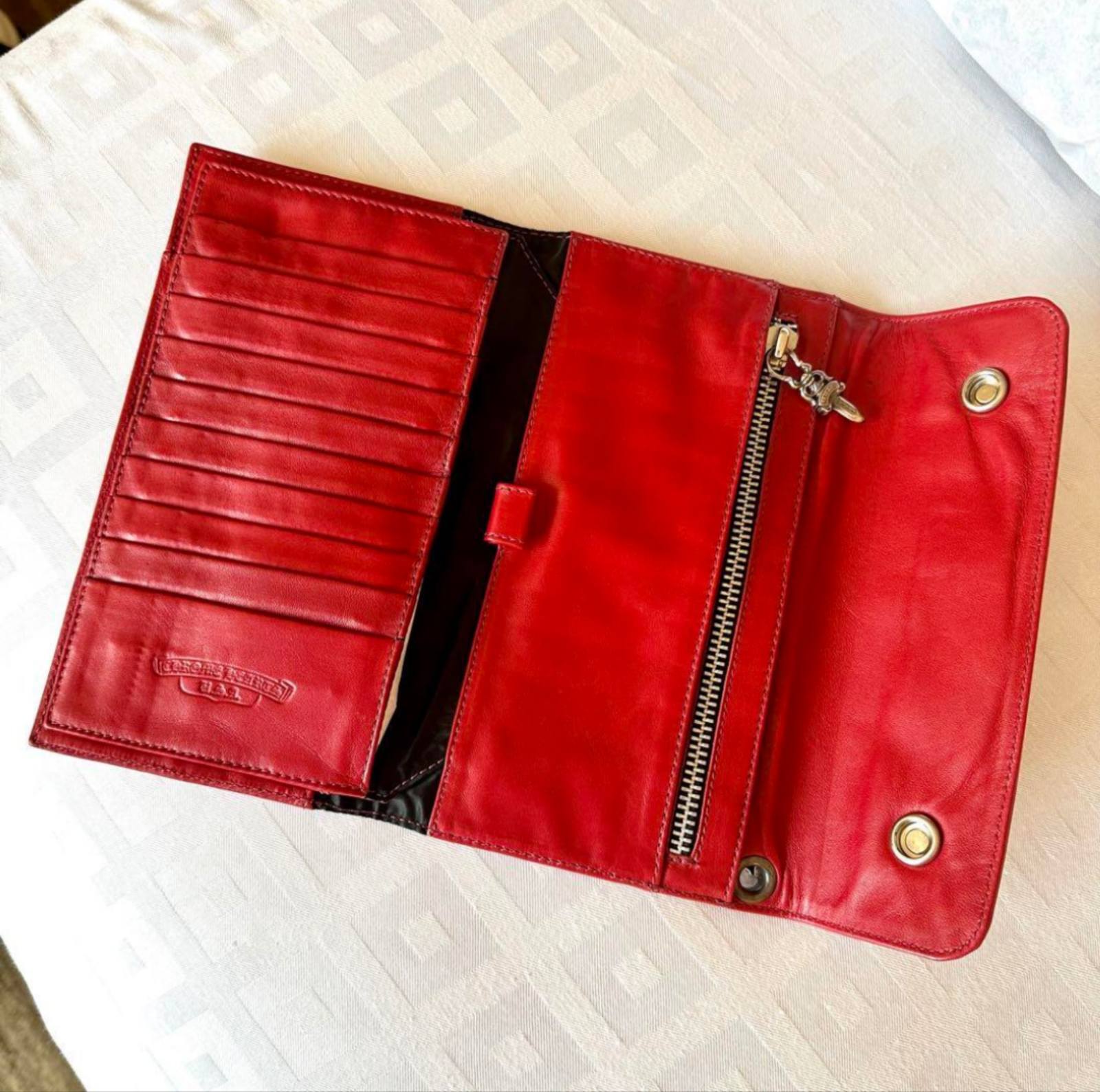 CHROME HEARTS クロムハーツ Wave Wallet 長財布 レッド | chromehearts