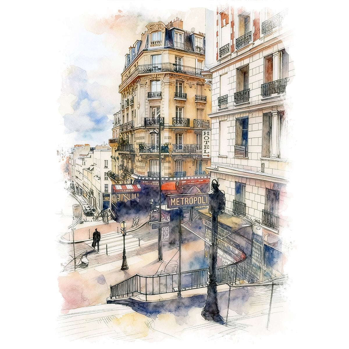 絵画 風景画(街並み) フランス パリ モンマルトル インテリアアート額