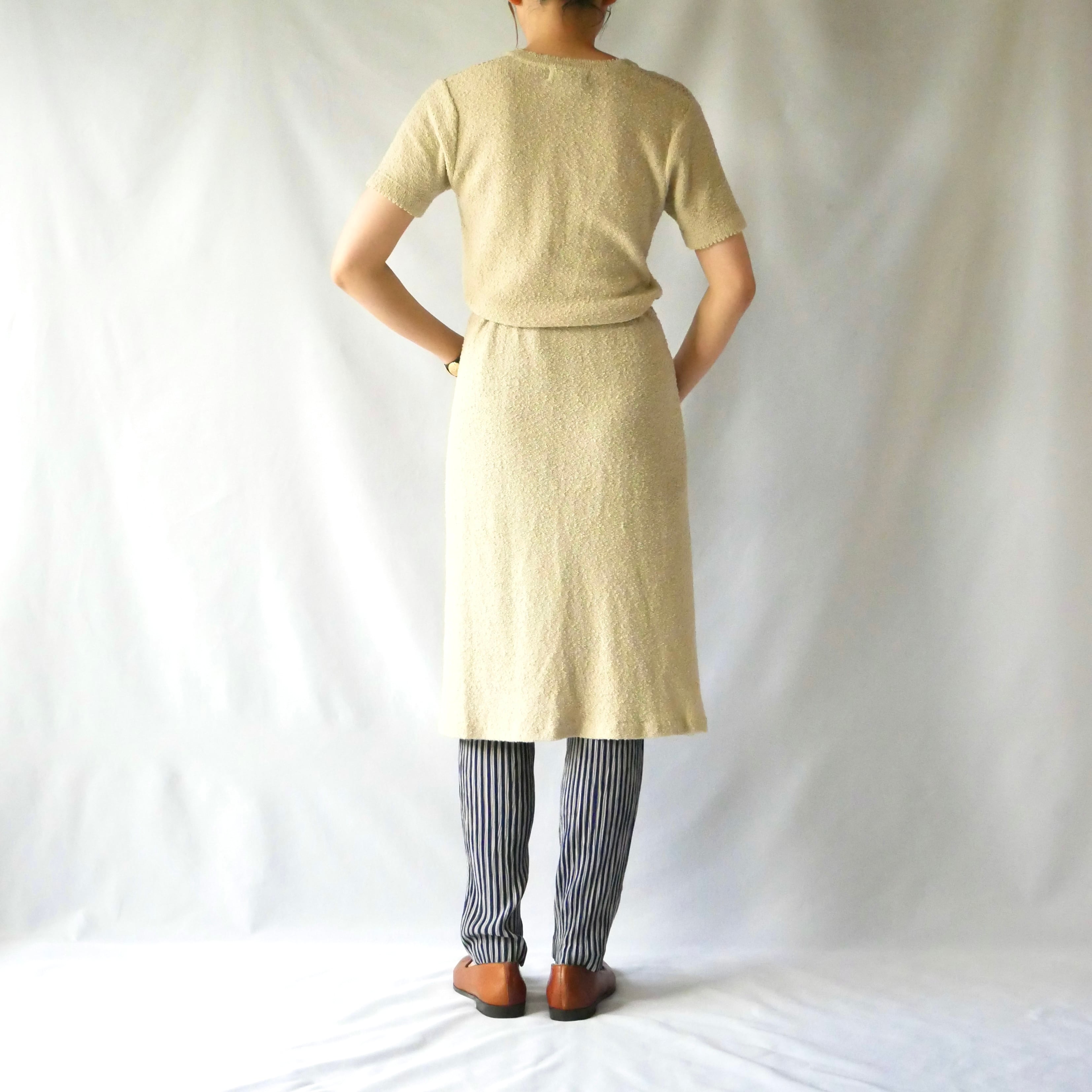70s vintage madein TAIWAN beige knit onepiece 70年代 ヴィンテージ