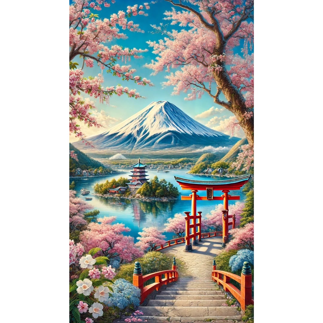 AIアート 美しい日本の富士山 Sサイズ 桜 デジタルアート ダウンロード