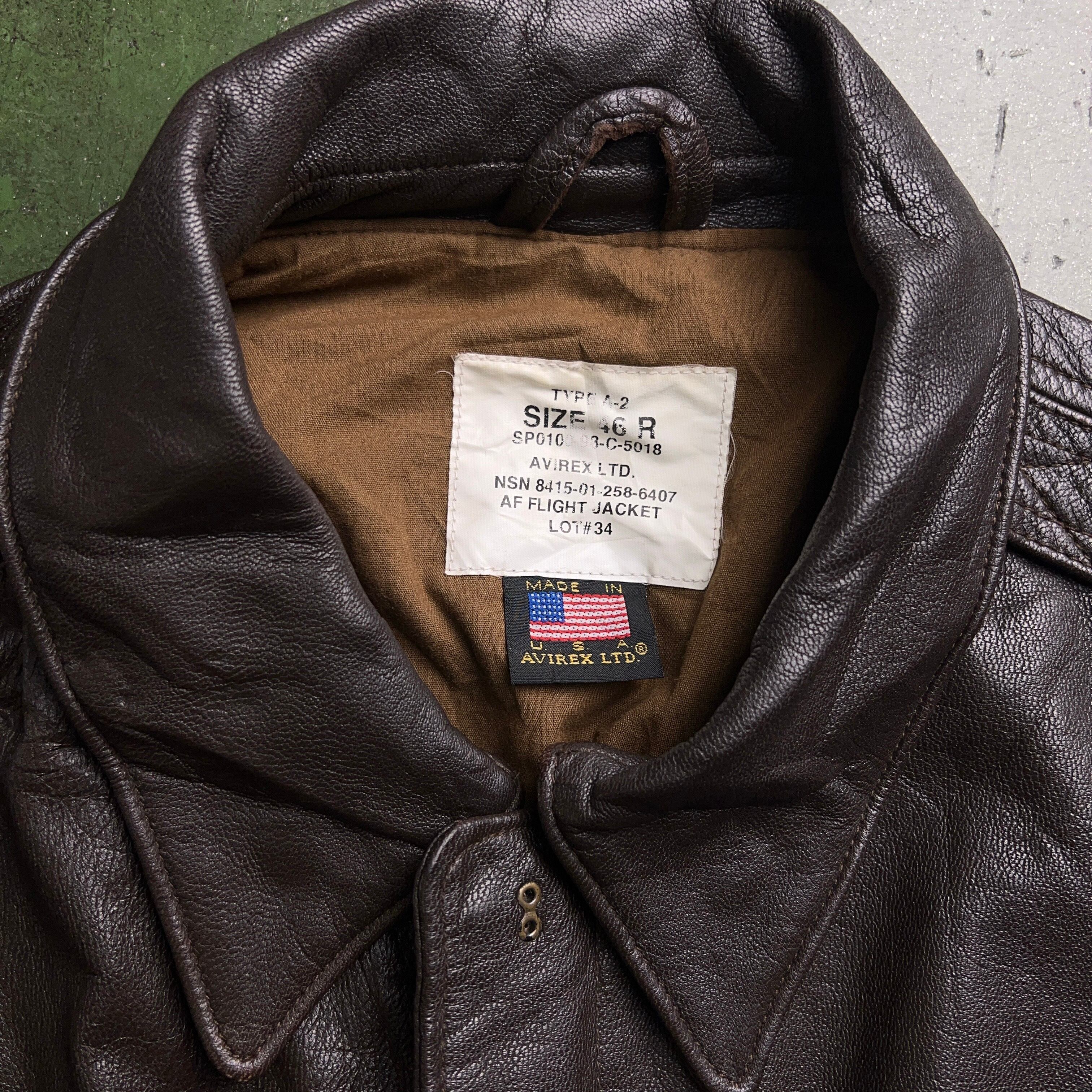 90's AVIREX A-2 TYPE Leather Flight Jacket 90年代 アヴィレックス