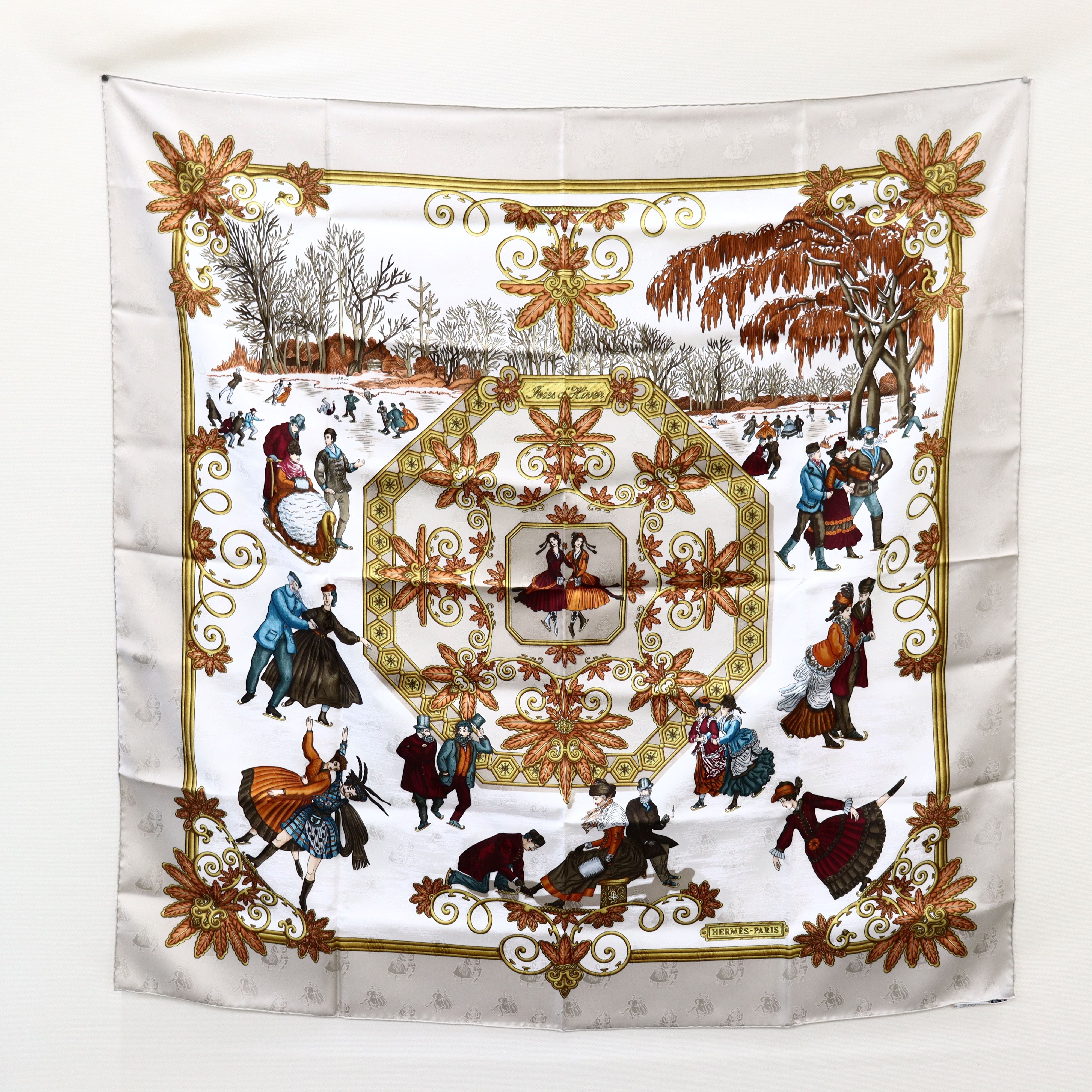 美品 HERMES エルメス カレ90 ジャガード 冬の愉しみ Joies d' Hiver