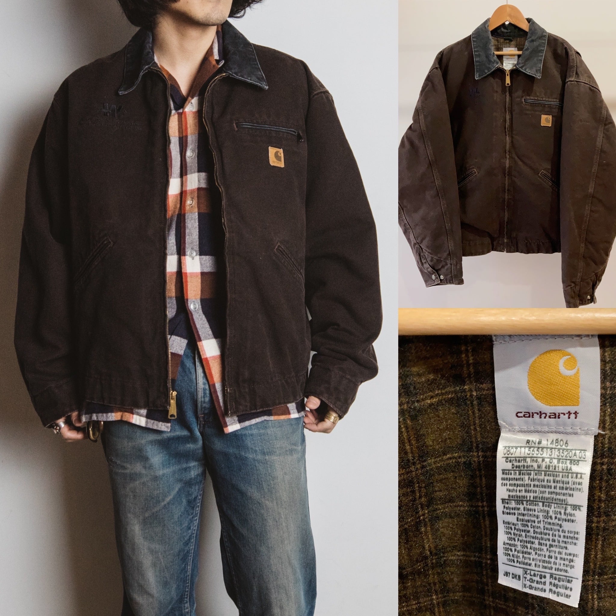 Carhartt デトロイトジャケット ダークブラウン 刺繍入り【1218A44