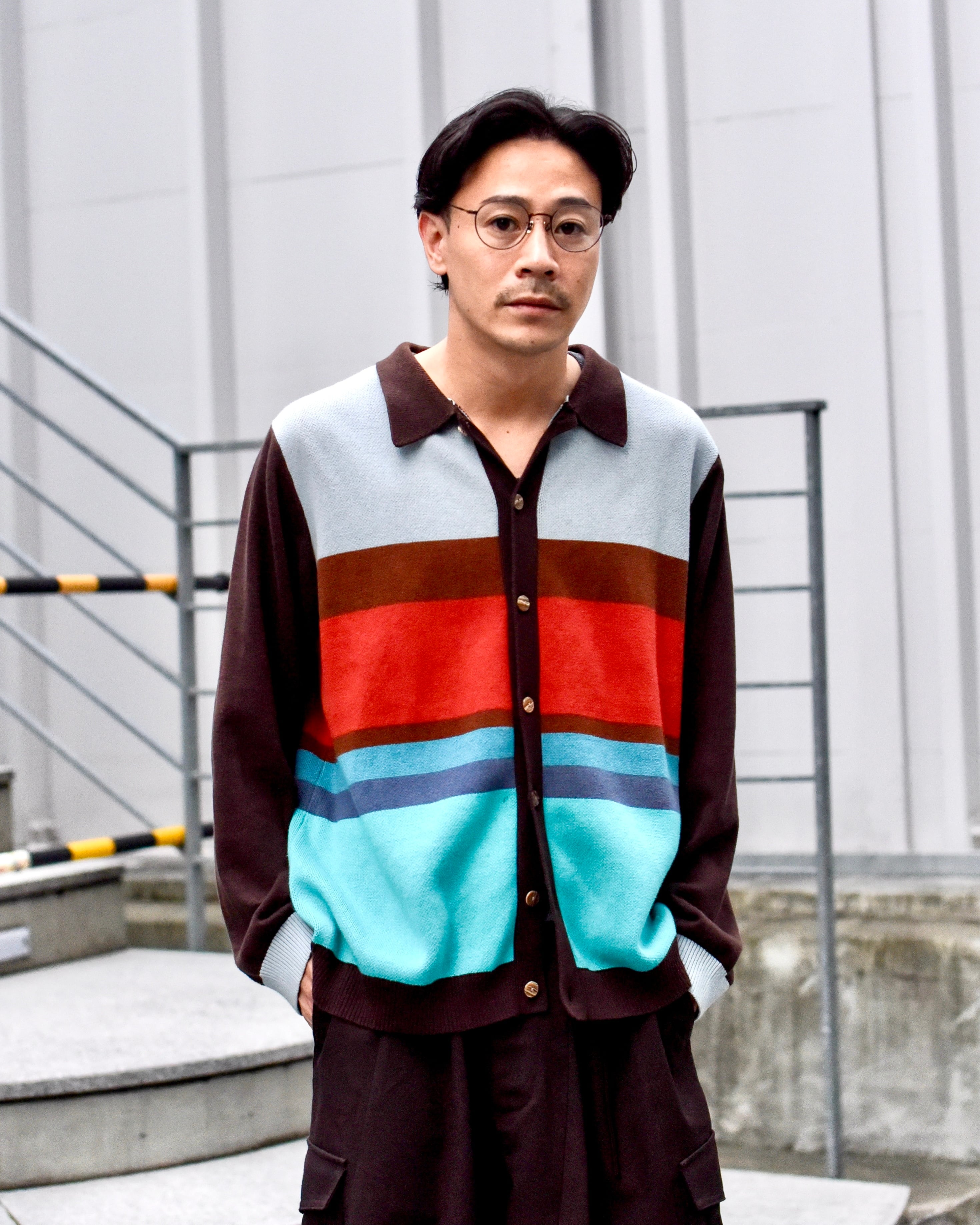 TTTMSW - Border Knit Shirt Cardigan (size-L) ¥18000+tax | KODONA