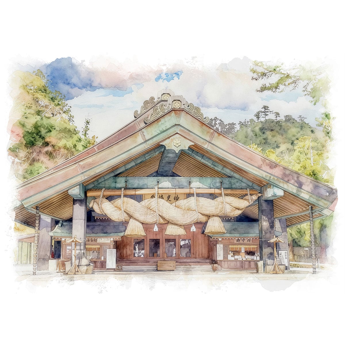 絵画 日本 島根県出雲市 出雲大社の風景 インテリアアート額付き