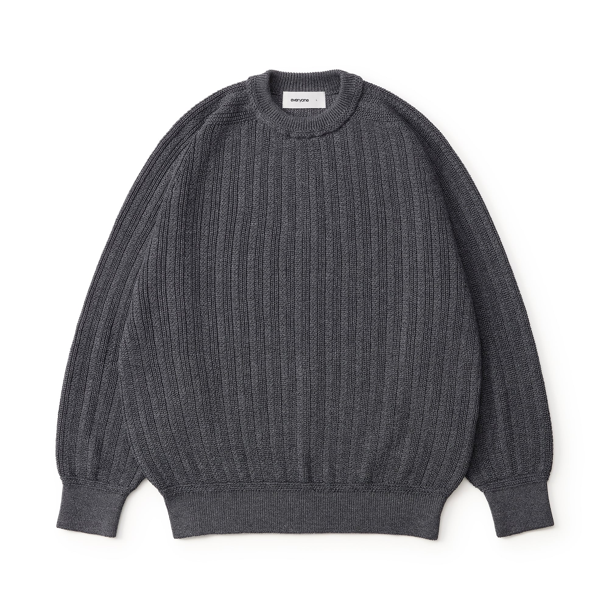 everyone high-gauge cotton border long sleeve tee shirt (BLACK