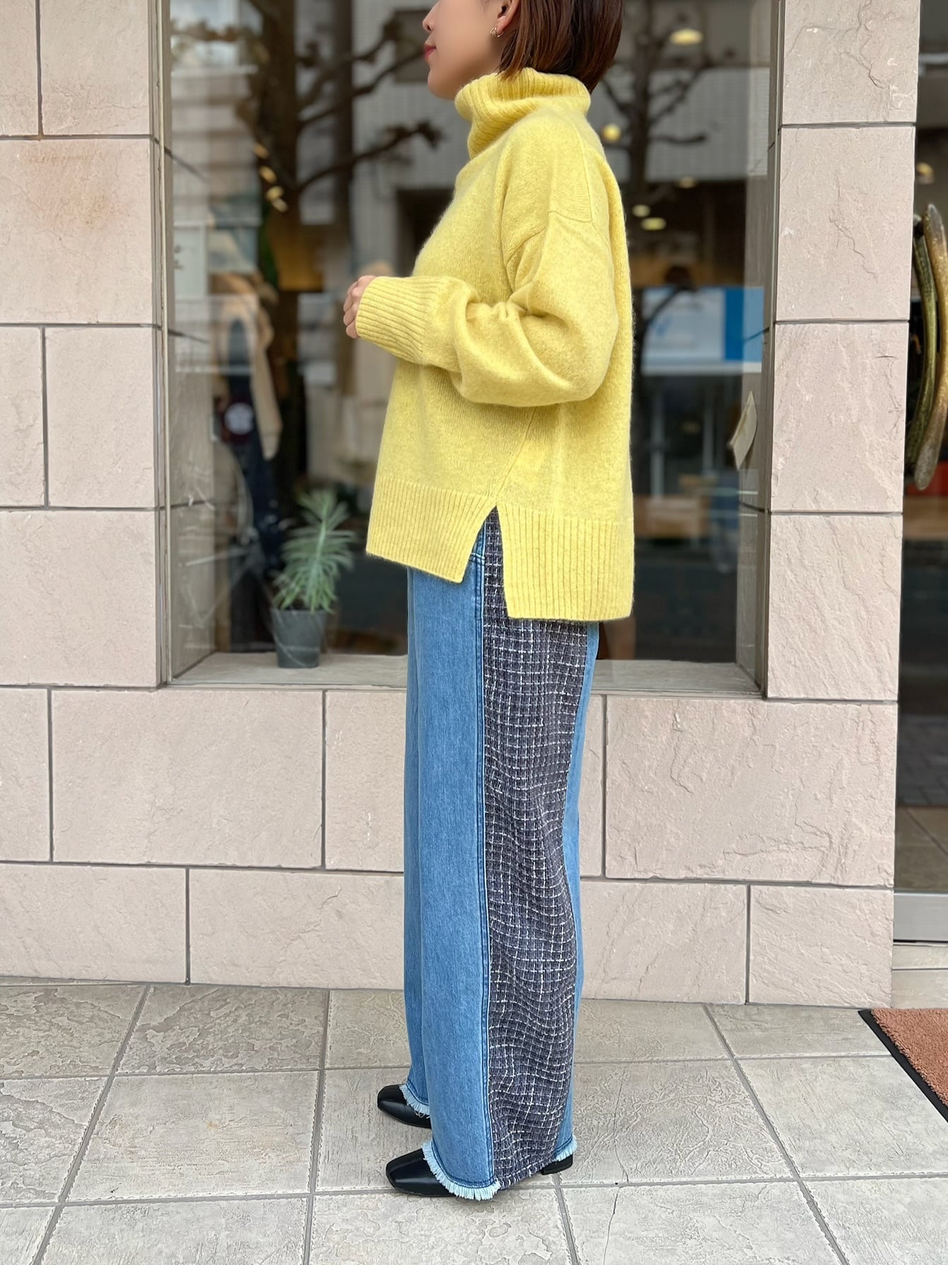 NAVY 36サイズ】CYAN TOKYO / ツイードコンビワイドデニム | anouk