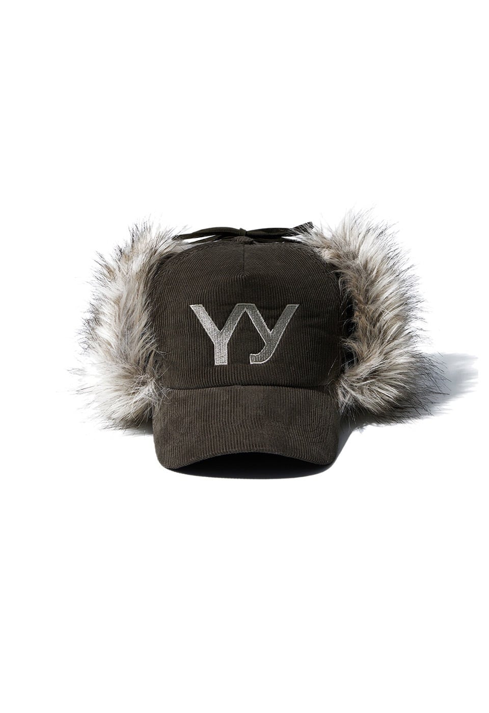 OPEN YY] FAUX FUR CORDUROY EARFLAP CAP, KHAKI 正規品 韓国ブランド