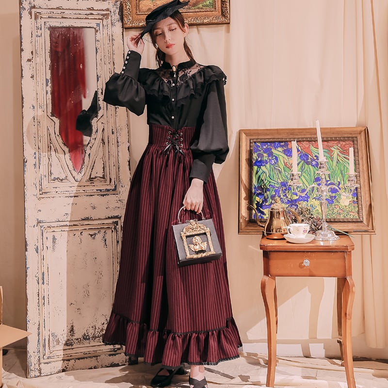 クラシカルロリータ ハイウエスト ロングスカート コルセット クラロリ