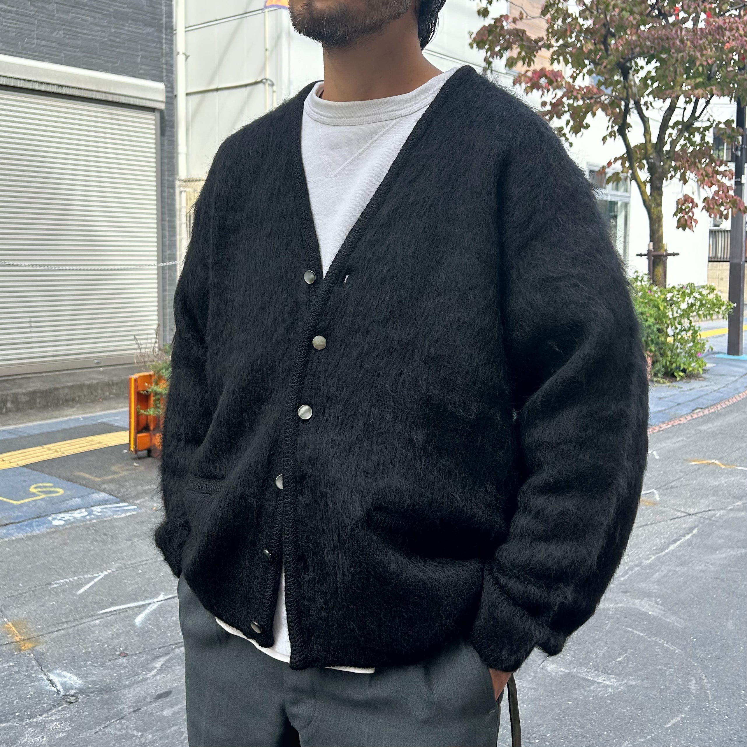 A.R.P.®︎ Shaggy Man™︎ Mohair Cardigan W/Pocket Pure Black モヘア