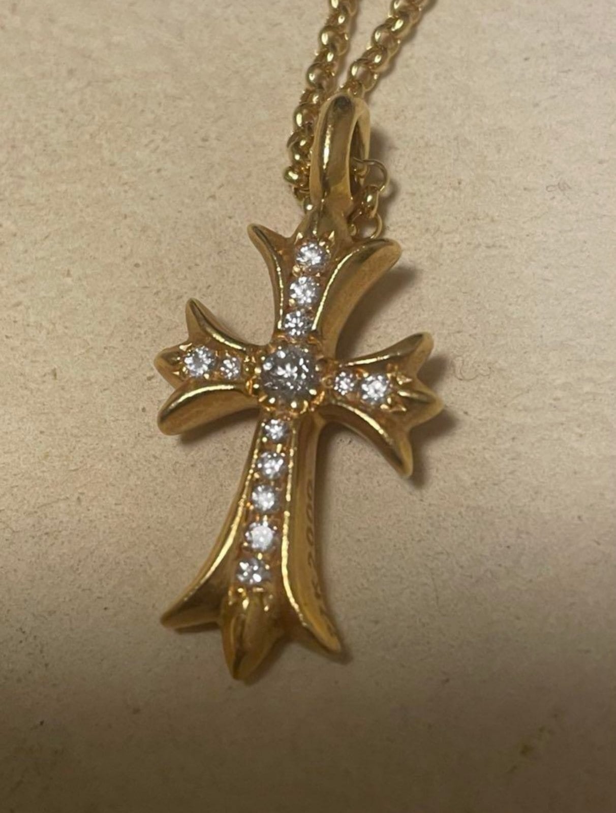 CHROME HEARTS クロムハーツ 22Kタイニー ファットクロス パヴェ