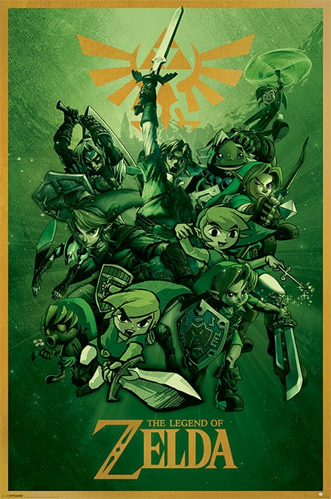 ゼルダの伝説 リンクオールスターズ 輸入ポスター 61cm x 91.5cm