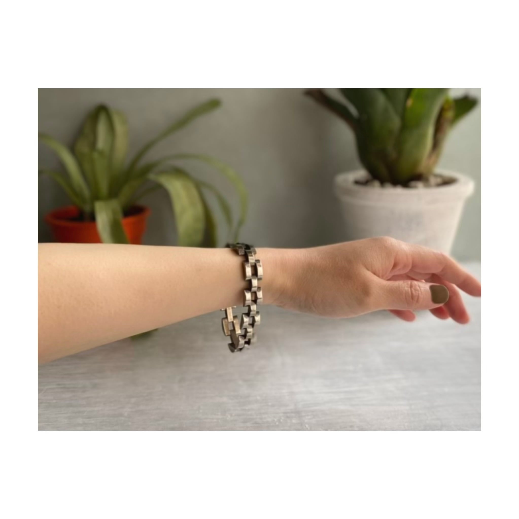 Vintage 80s-90s USA silver 925 retro mode design chain bracelet