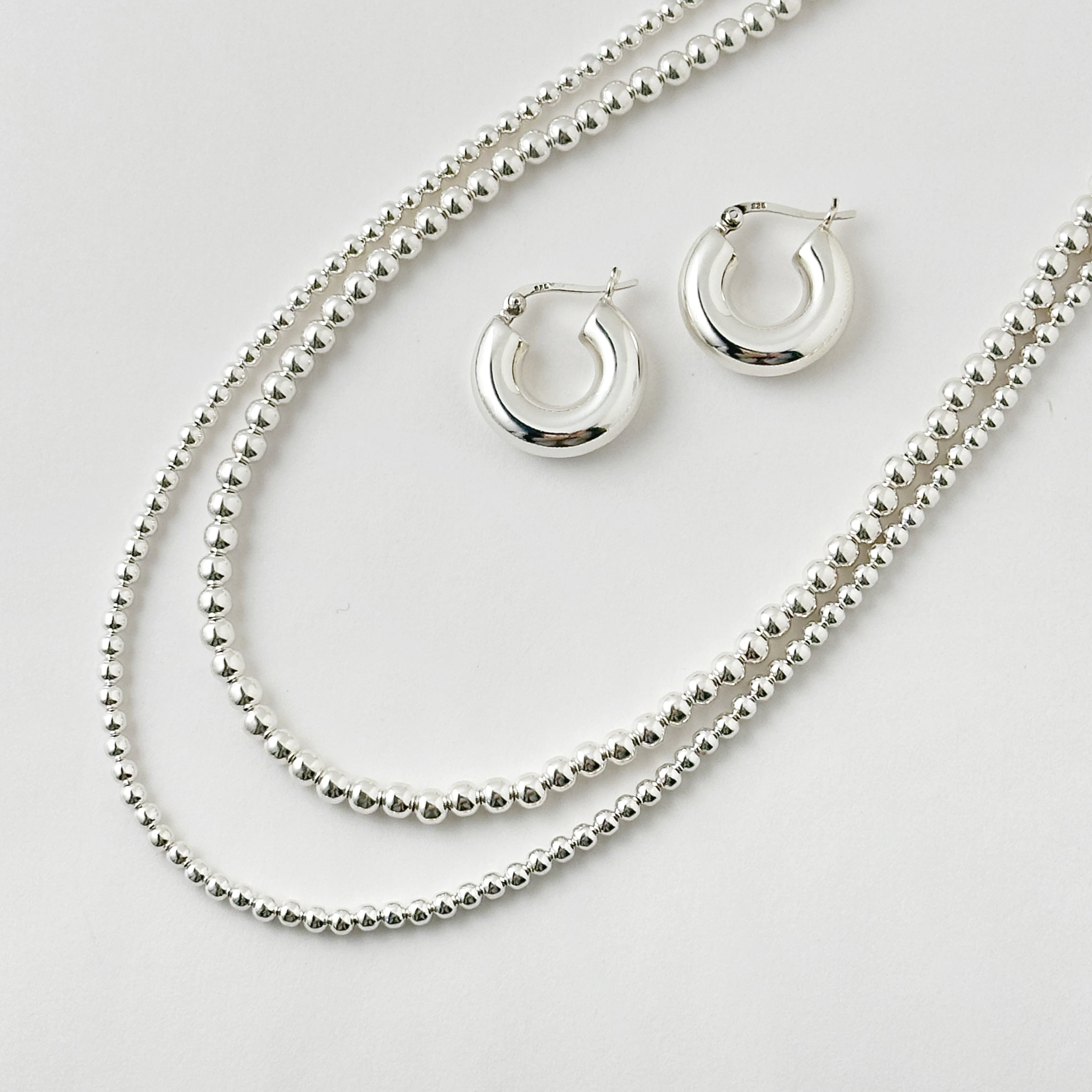 ナバホパール ネックレス 丸玉 4mm 50cm シャイニー《Indian Jewelry