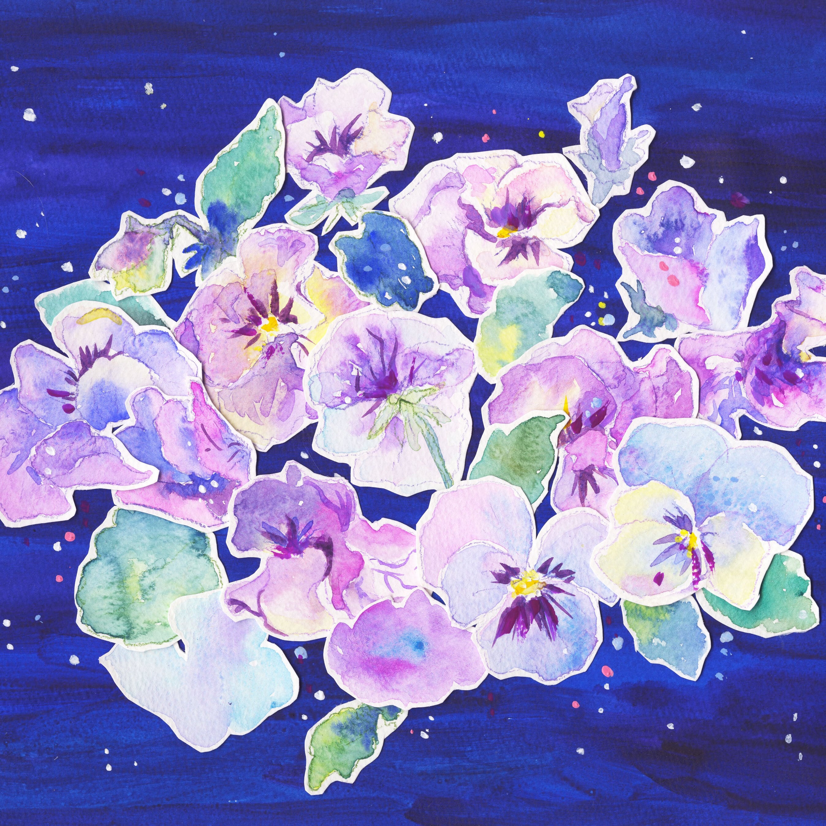 水彩切り絵】Flower bouquet・花のブーケ・額装込み | necoya room shop
