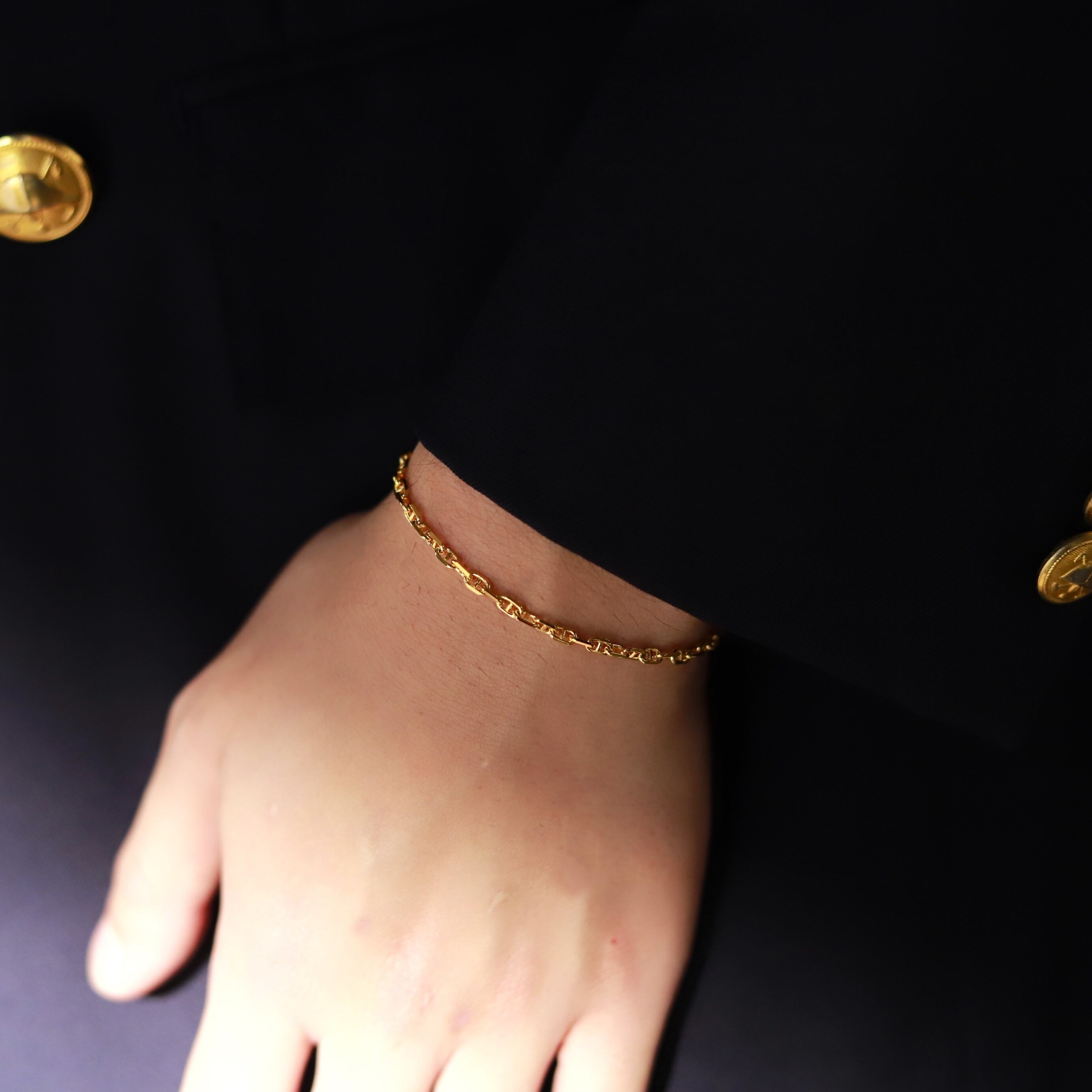 F.H. シルバーブレスレット（アンカーチェーン 3mm ゴールド