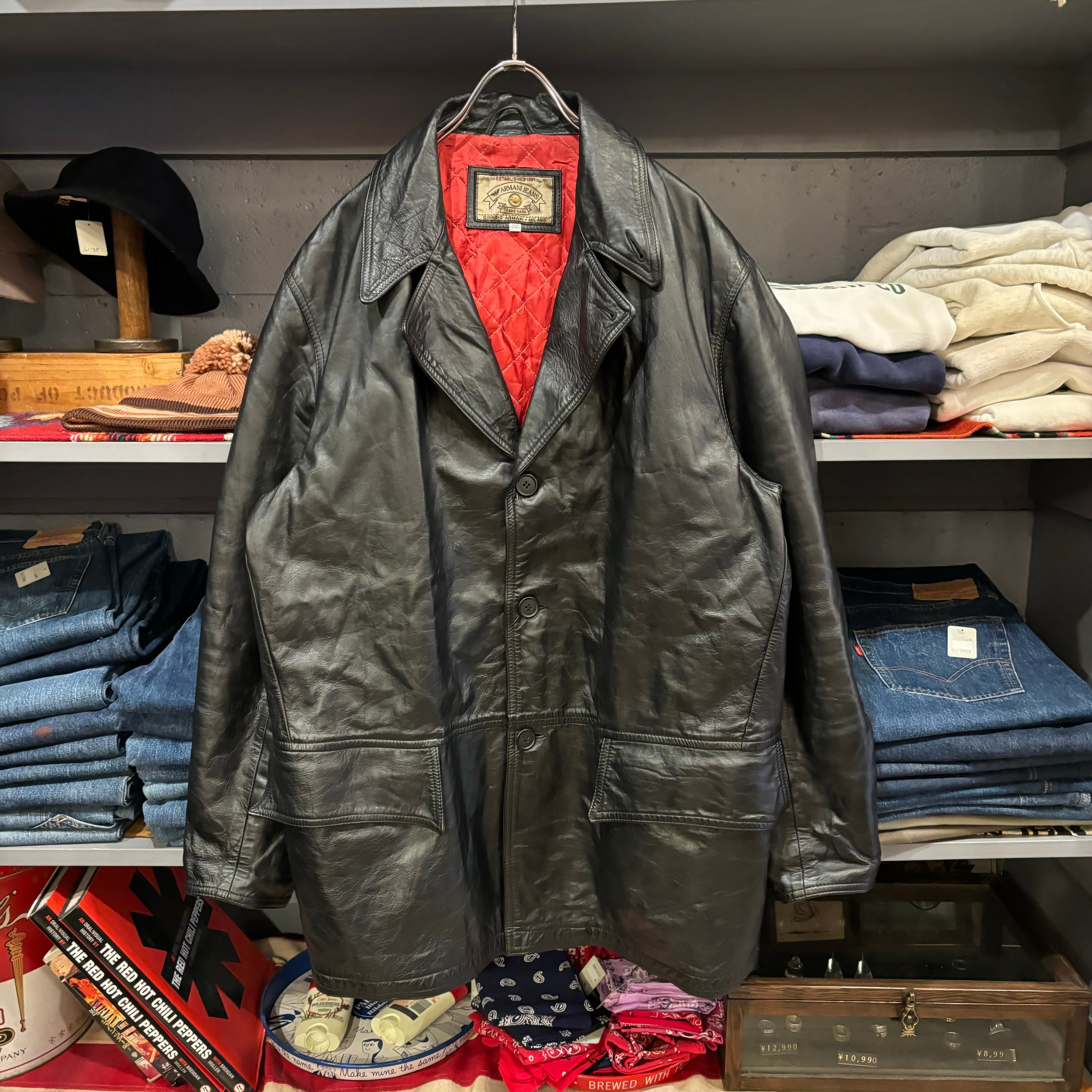 90s ARMANI JEANS Leather Jacket | VOSTOK