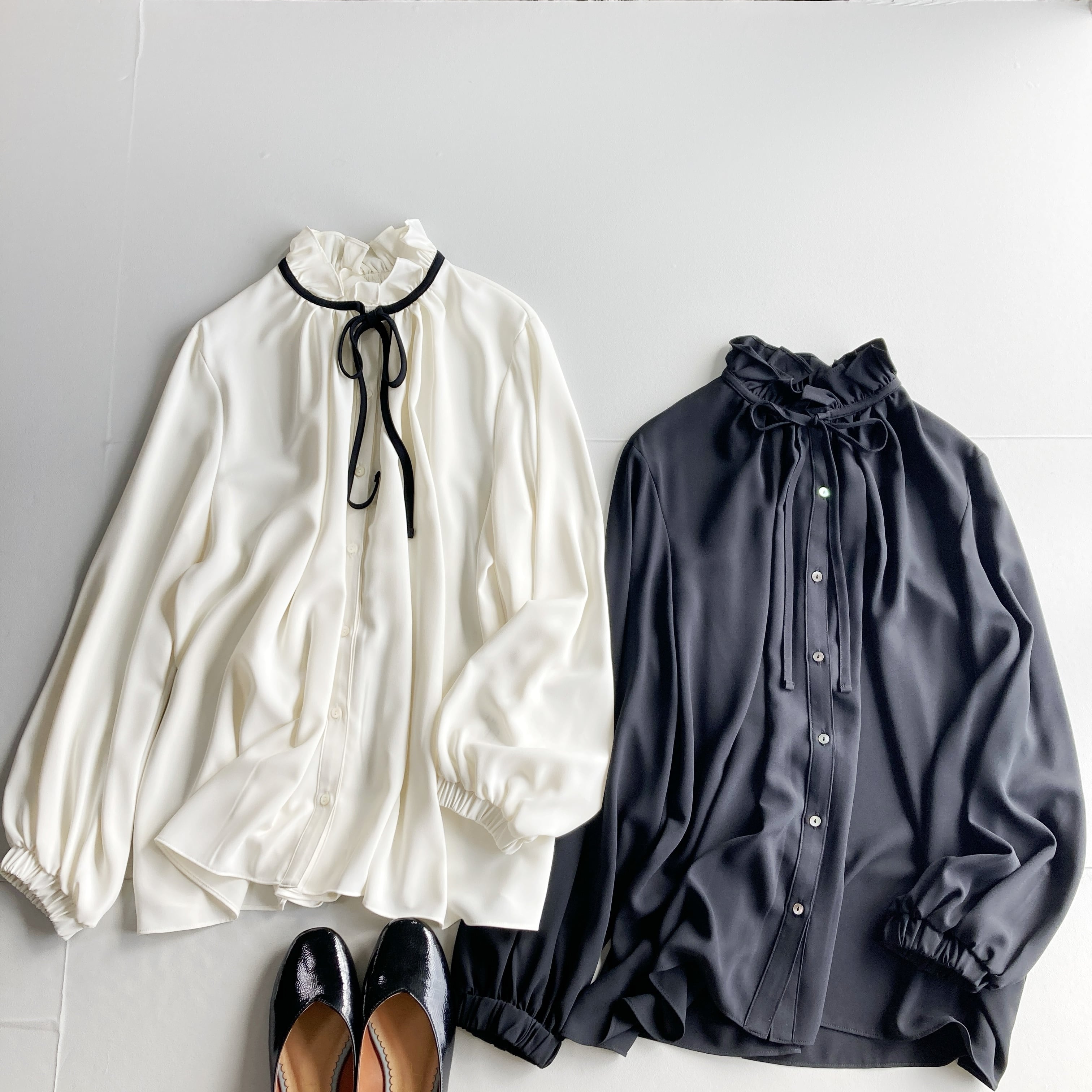 再入荷】 定番ジョーゼットフリルリボンブラウス | アキアゴーラペヂート
