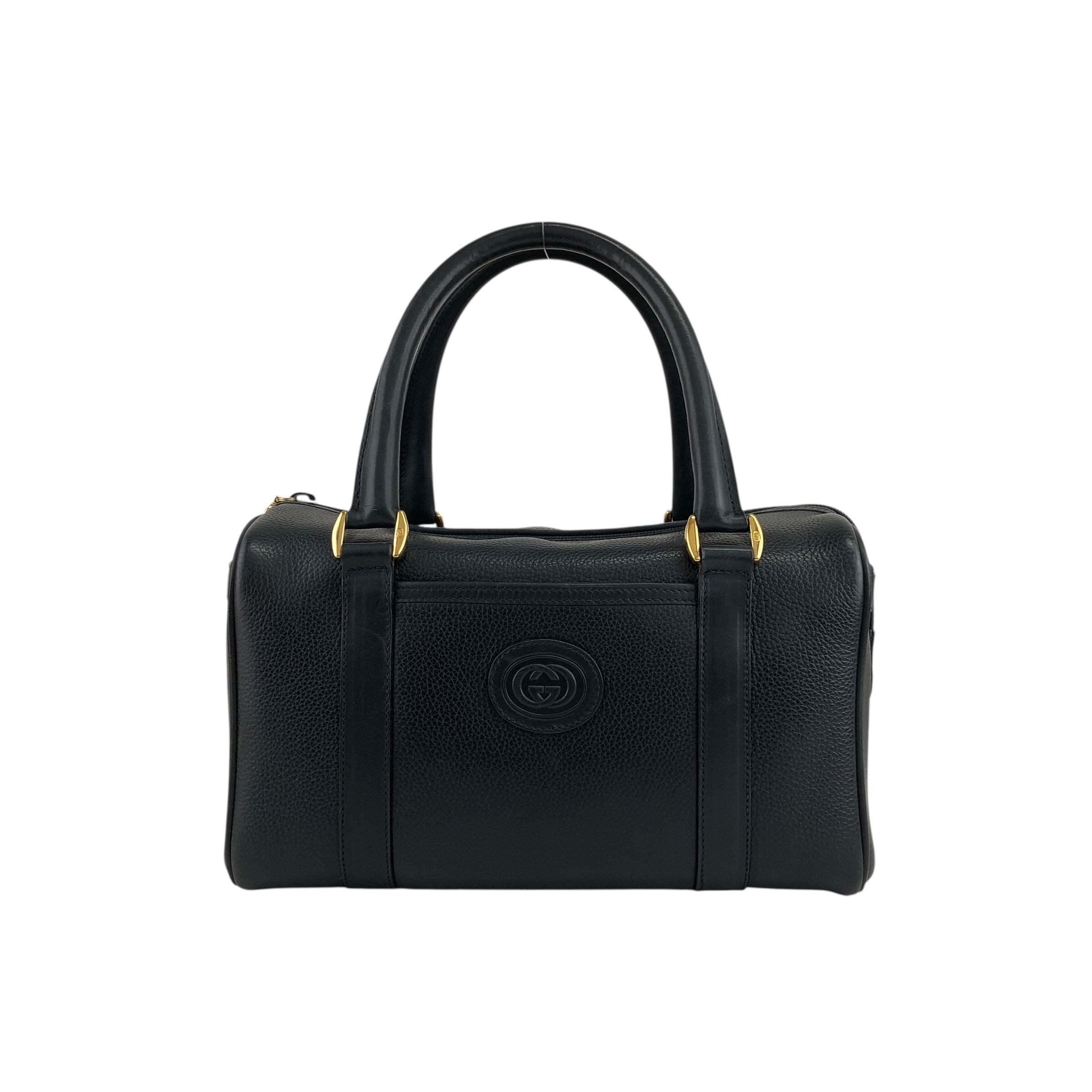 GUCCI グッチ ボストンバッグ ネイビー レザー vintage ヴィンテージ