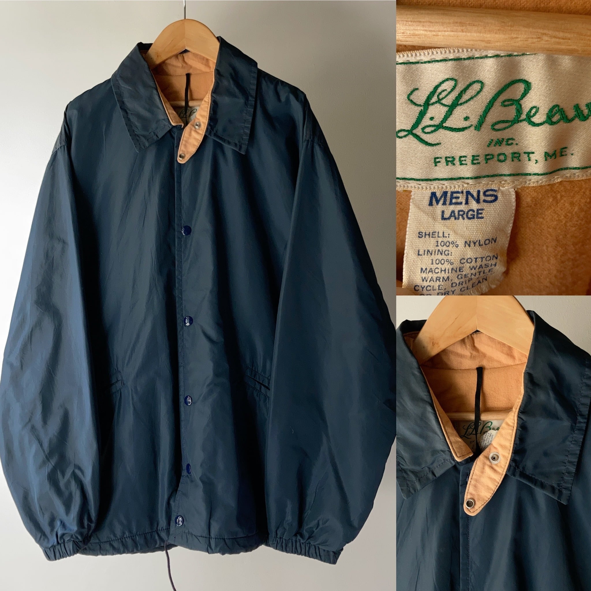 70's L.L.Bean 筆記体タグ チンスト付きコーチジャケット ネイビー