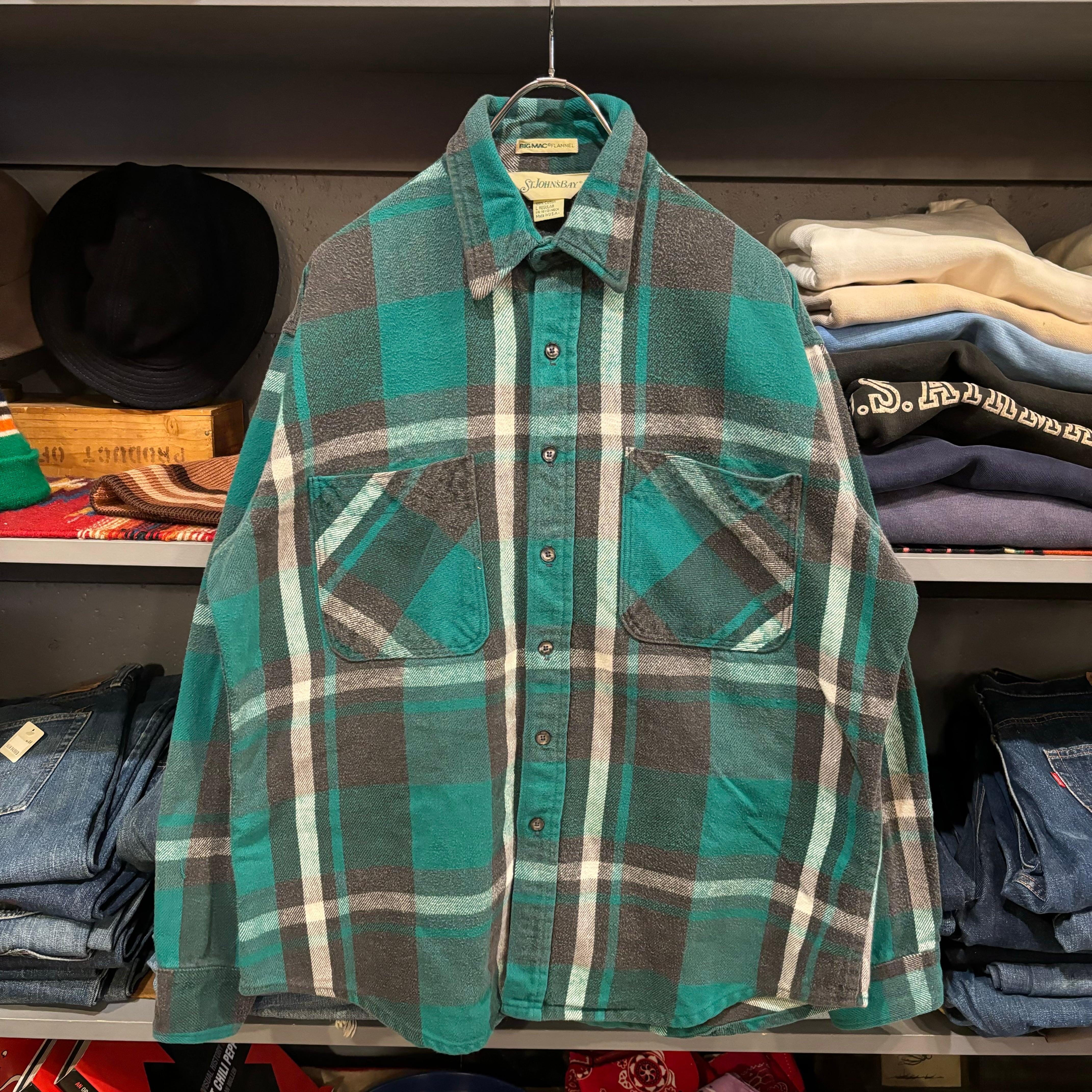 80s ST JOHN'S BAY L/S Flannel Shirt USA製 | VOSTOK