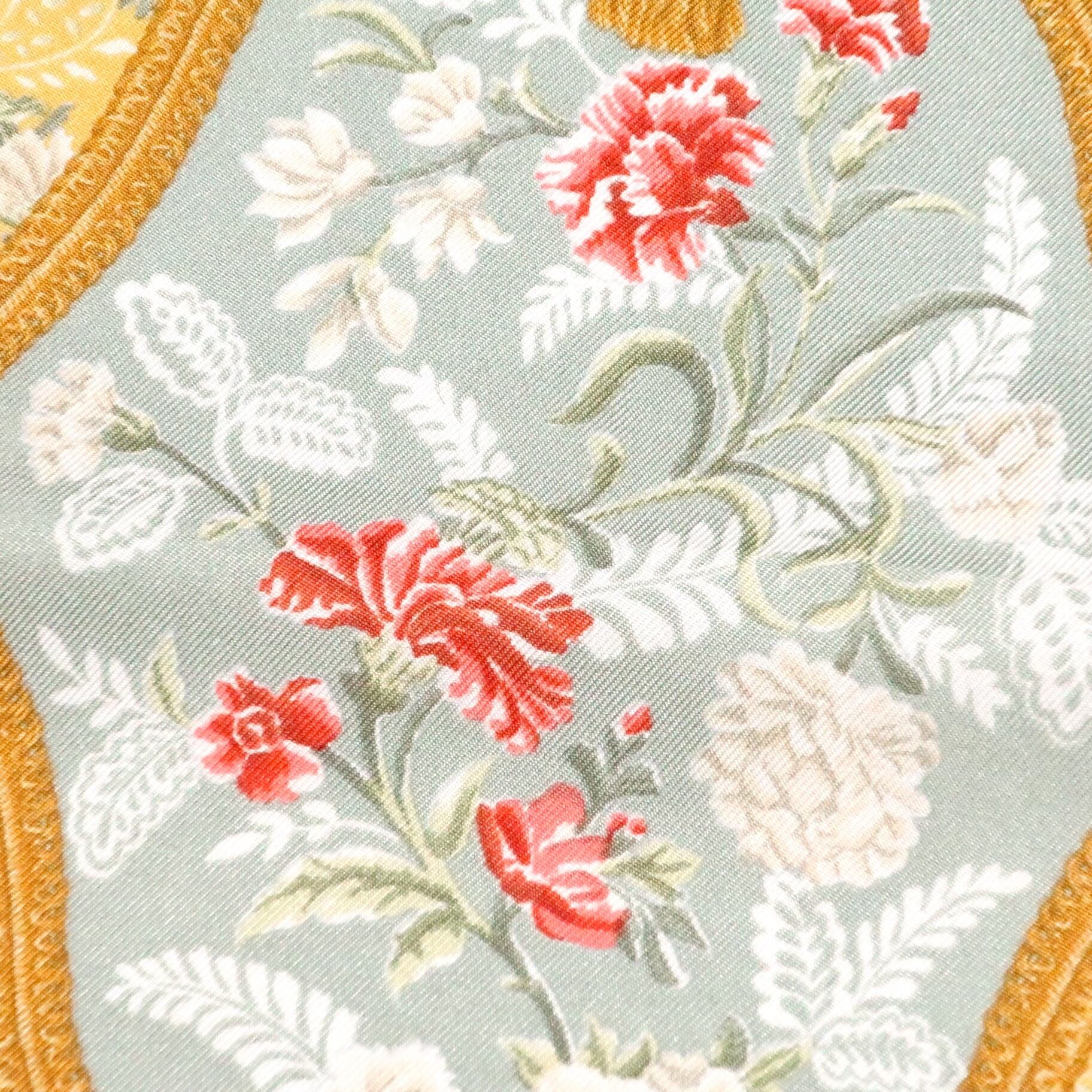 エトロ ETRO/スカーフ 花柄 ボタニカル イエロー グレー フラワー ミニ