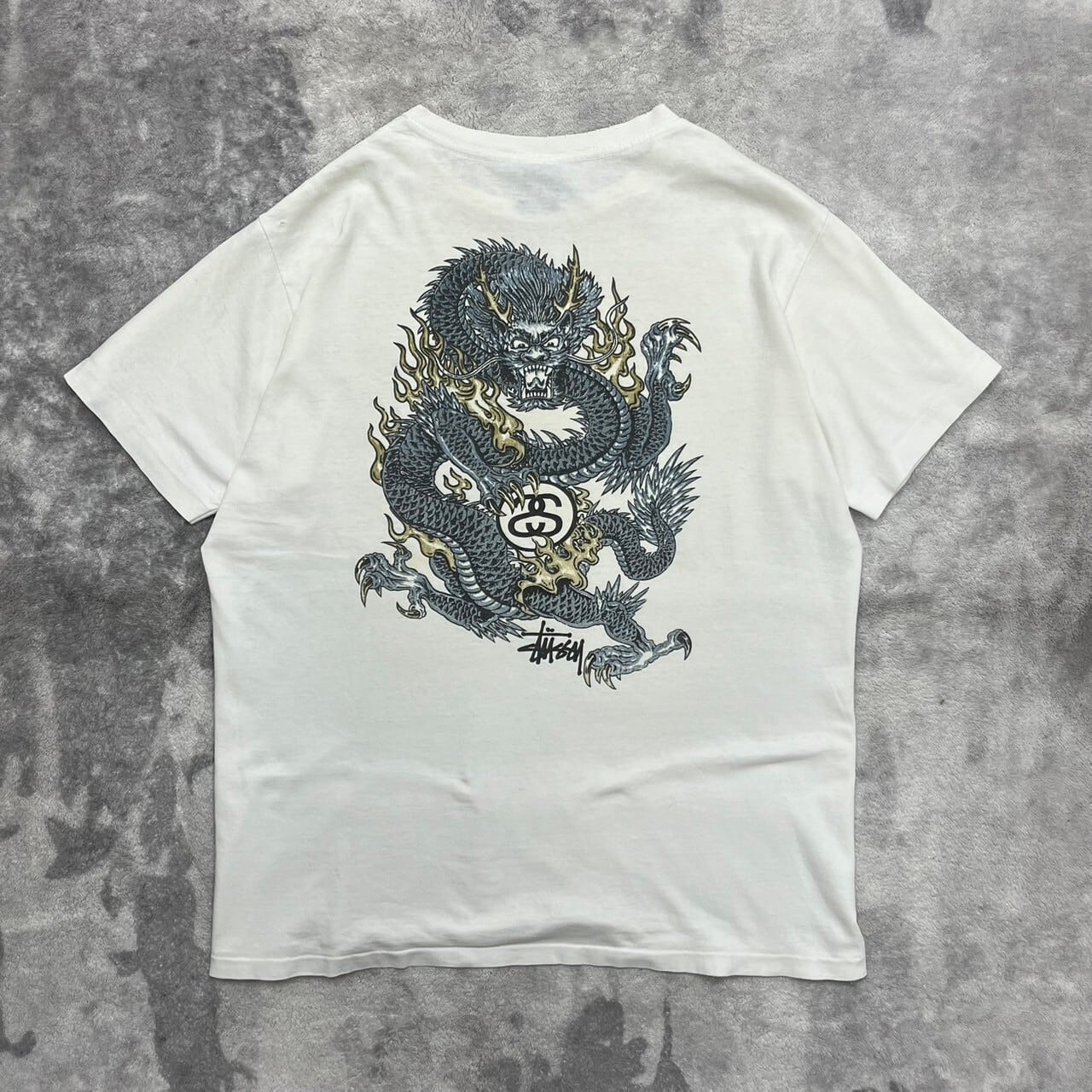 Stüssy ドラゴン Tシャツ ホワイトXL アメリカ製 Stüssy ドラゴン T