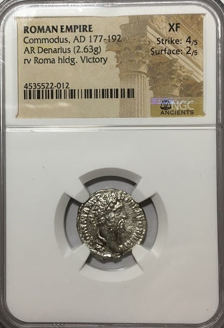 コンモドゥス NGC鑑定 XF デナリウス銀貨 ローマコイン | Roma Coin Expo