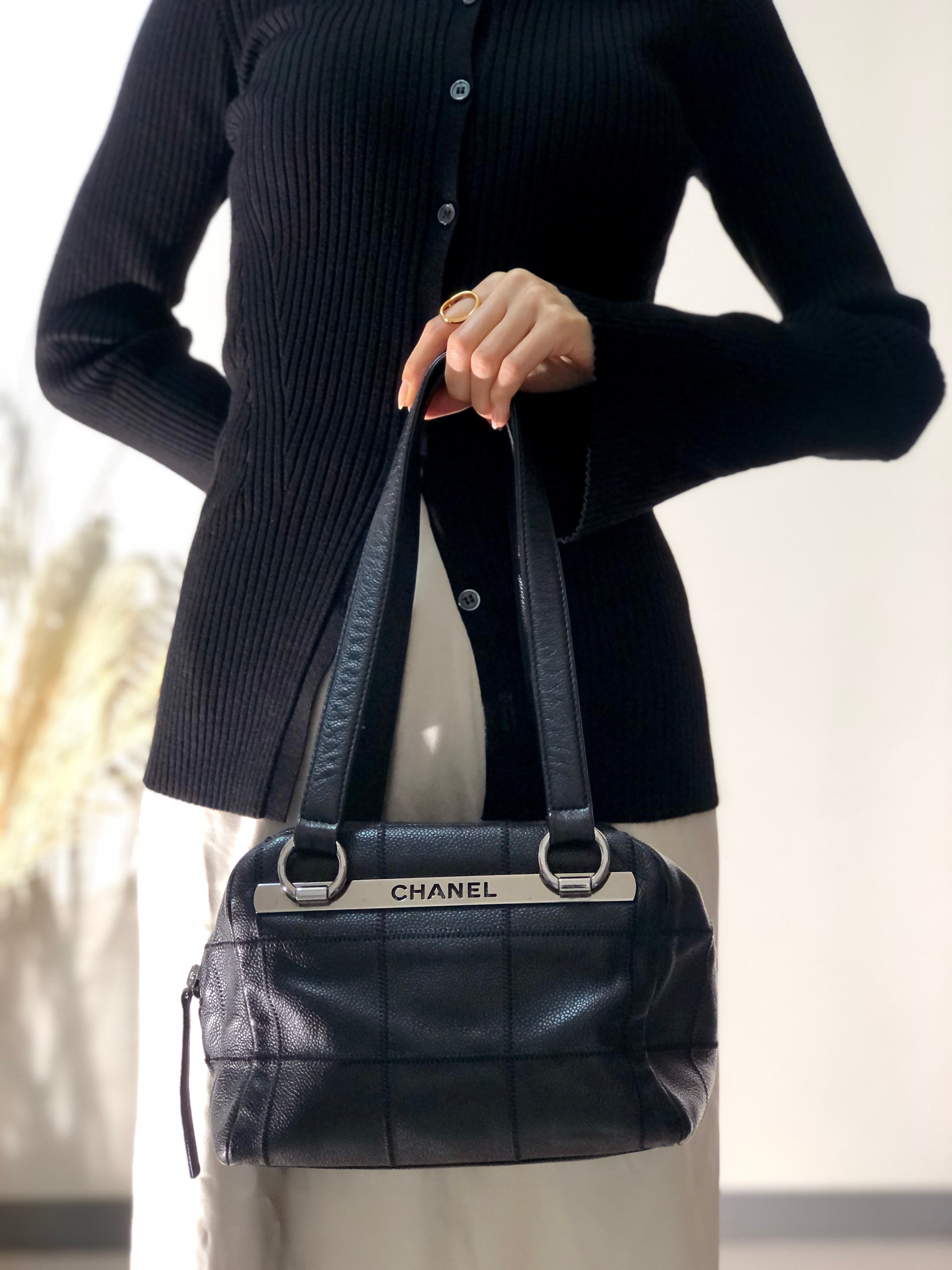CHANEL シャネル チョコバー レザー ミニボストン ショルダーバッグ