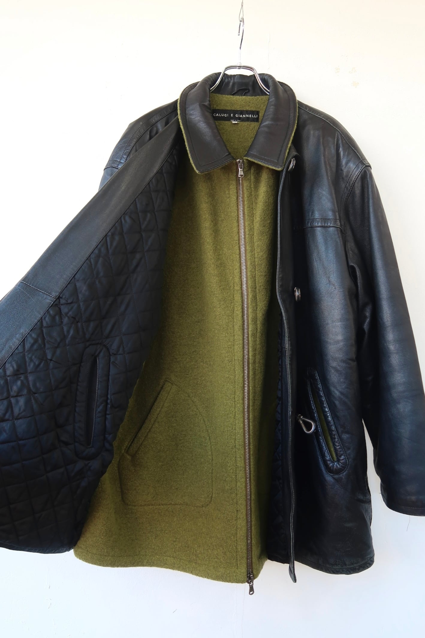 1980s- CALUGI E GIANNELLI layered design leather coat | Pay ID