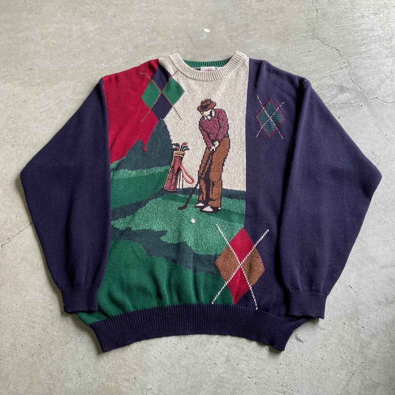 COTTON TRADERS ゴルフ デザイン 刺繍 コットンニットセーター メンズ