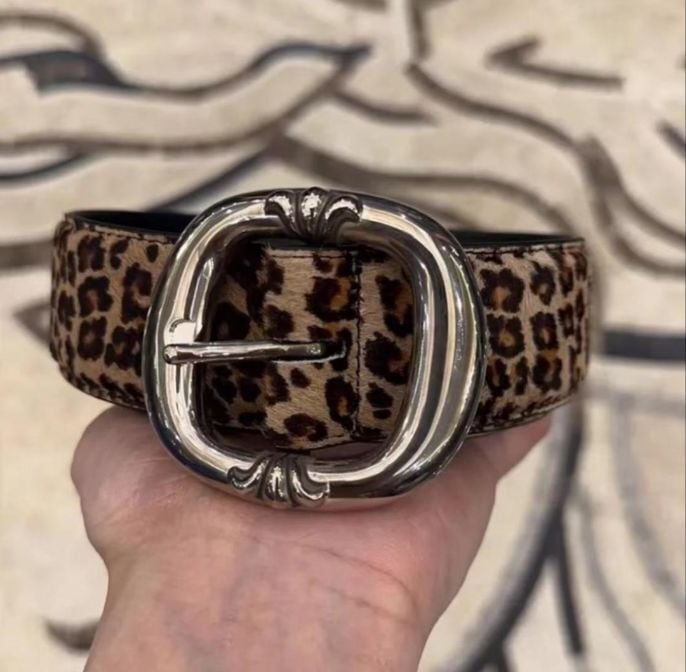 CHROME HEARTS クロムハーツ レオパード柄 シルバーバックル ベルト
