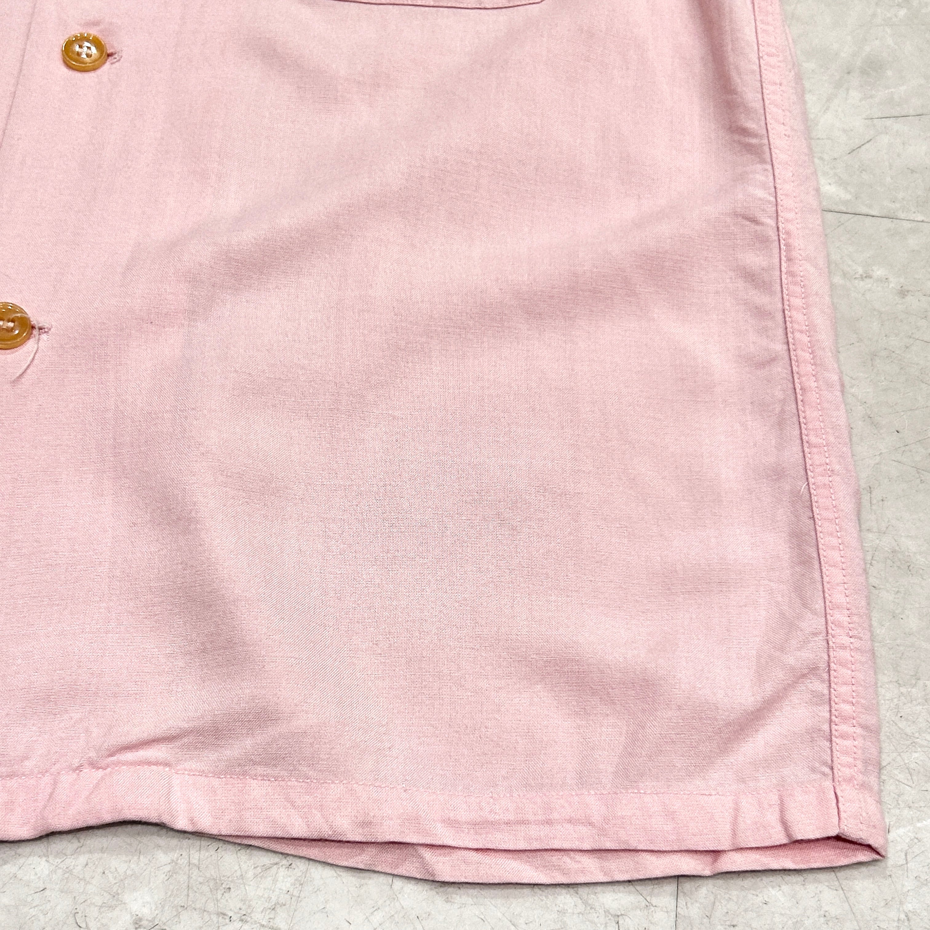 50s Wesley Rayon Shirt Black × Pink 50年代 レーヨンシャツ 黒ピン