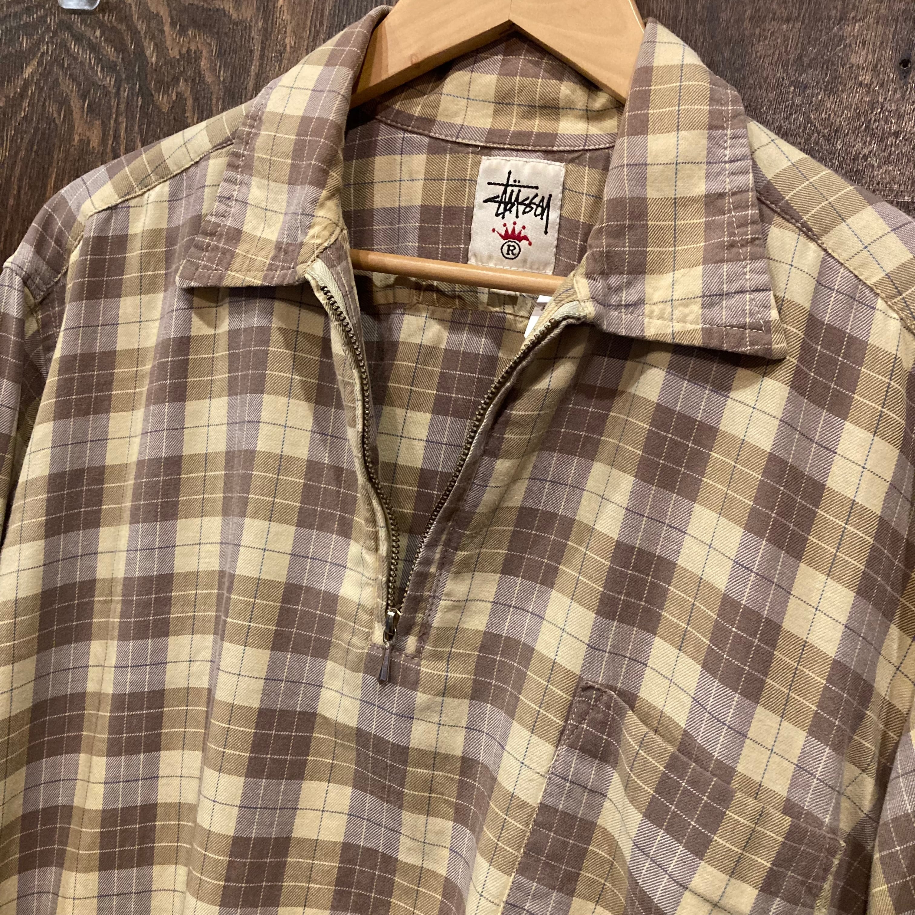 stussy 90s 白タグ 長袖 チェックシャツ USA オールドステューシー M