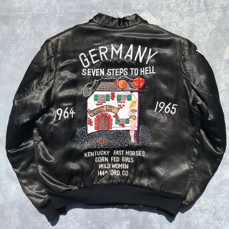 60's GERMANY スーベニアジャケット ツアージャケット ブラック サテン