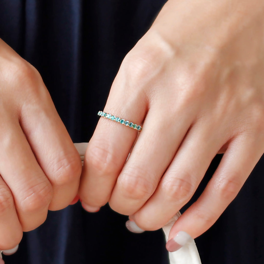 ビズー公式】パライバ トルマリン 11石 ハーフ エタニティ K18(18金